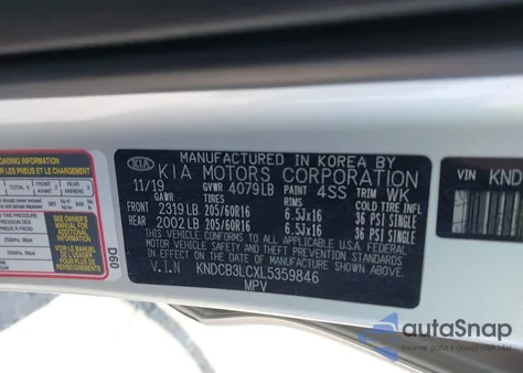 2020 Kia Niro Lx z USA, uszkodzony, nr VIN KNDCB3LCXL5359846